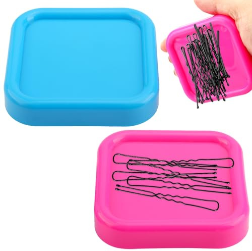 Baeruuss 2 Pcs Magnetic Pin Cushion for Sewing, Strong Magnetic Bobby Pins Holder & Paper Clip Holder for Desk, Magnetics Pins Holder for Quilting, Sewing Pins, Hair Clips & Needles, Pink & Blue