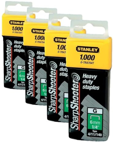 STANLEY 1-TRA704T - Grapa tipo g (4/11/140) 6mm - 1000 u. (Paquete de 4)