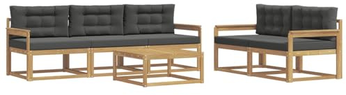 vidaXL Outdoor-Sofagarnitur mit Kissen 6 pcs Weiß und Anthrazit, Hochmodernes Gartenmöbel Set, Sofakollektion für draußen, Lounge für Garten, Poolbereich Sitzgruppe