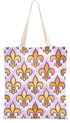 Loancwa Tragetasche mit Lilienmuster, 100 % Polyester-Leinen, Magnetverschluss, Hand- und Schultertasche, für Shopping, Reisen, Outdoor