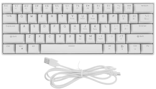 ABOOFAN Clavier Mécanique Filaire RGB 61 Touches pour PC et Ordinateur | Blanc Abs, Retour Tactile, Touches Multifonctions, Compatible Portable, Travail et Jeu