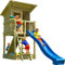 Blue Rabbit Spielturm Beach Hut mit Rutsche + Rampe mit Seil Kletterturm Holzturm Stelzenhaus mit Wasserrutsche, Fernrohr und Kletterrampe mit Seil (Podesthöhe 1,50 m, Blau)