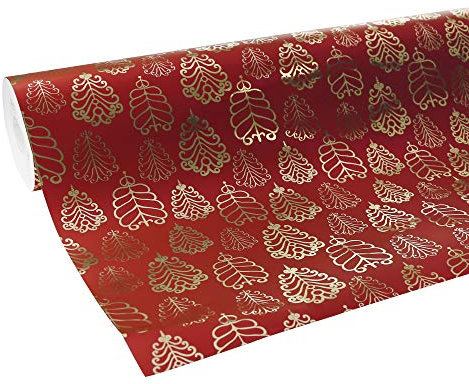 Clairefontaine 211739C Geschenkpapier Premium (50x0,70m, 80g/qm) 1 Rolle Weihnachten Rot/Gold