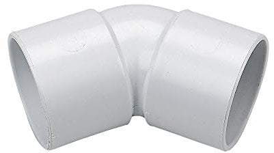 Solvent Weld White 40mm (43mm) Waste Pipe 45 Degree Bend - Pack of 2