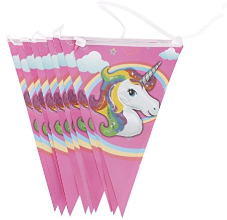 TRIXES 10flaggige Unicorn Wimpelgirlande für Kindergeburtstage mit 10 Einhorn Wimpeln Flaggen