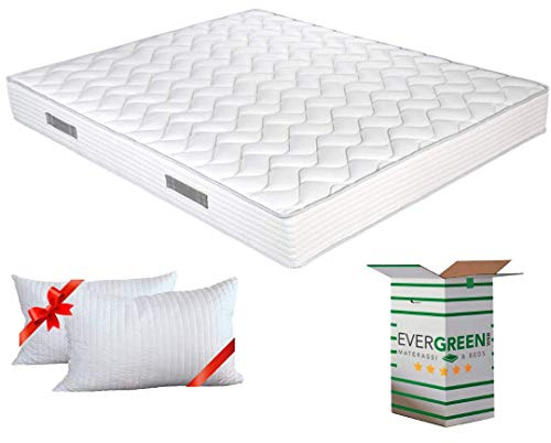 EVERGREENWEB Matelas 180x200 cm + Oreillers GRATUIT Mousse Anatomique - Épaisseur 20cm - Mousse H.R - Système Triple Couche - 7 Zones de Confort - Indépendance de Couchage Ergonomique Hypoallergénique