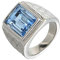 HIJONES Herren 18MM Klassisch 18K Vergoldet Geburtsstein Hell Blau Stein Ring aus Edelstahl Silber Größe 65 (20.7)