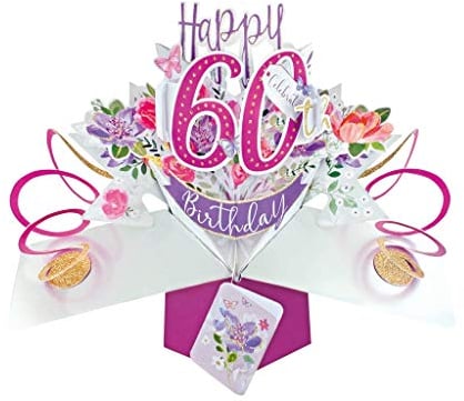 Pop-Up-Grußkarte zum 60. Geburtstag, Motiv: Weibliche Pop-Up-Karte