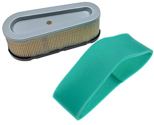 vhbw set di filtri (1x filtro di carta, 1x filtro in spugna) sostituisce Briggs & Stratton 272477S, 493910, 691667 per trattorino tagliaerba