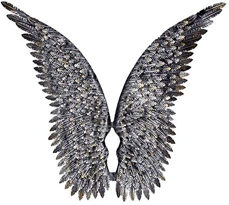 PALAZZO INT ENGELSFLÜGEL-WANDDEKO „VILLA CUPIDON“ SILBER – 2 Metallflügel Antiksilber Patina Glamour Wanddekoration Shabby Chic Vintage Deko Höhe je 100 cm Gesamtbreite 102 cm Klappbar mit Aufhängung
