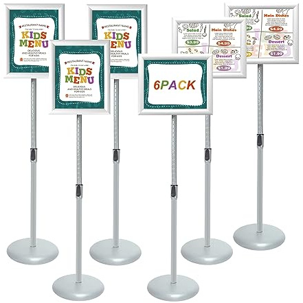 Werbetafel Schilderständer Plakathalter anwendbar für alle Arten von Geschäften, Ausstellungshallen (A3/A4) 8.5x11inches(6 pack) silber