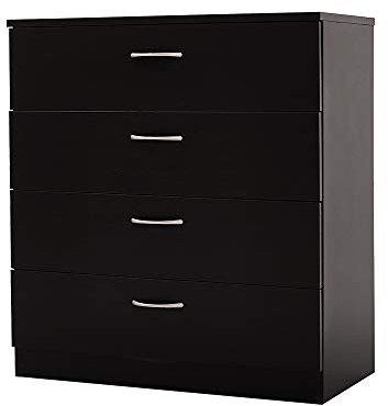Panana 3/4/5 Drawer Cabinet, Chest of Drawers With Metal Handles and Runners Unique Anti-Bowing Drawer Support Bedroom Storage Furniture (Black, 4 Drawer)
