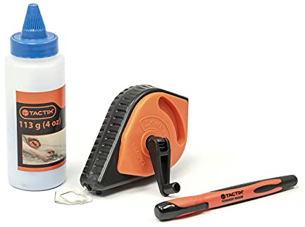 TACTIX Schlagschnur Set 3-tlg. 30 m + Kreide blau 113 g + Permanent Marker