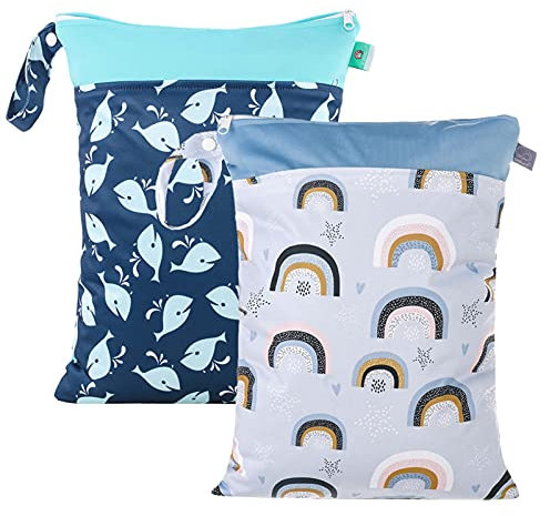 Maeau Nasstaschen Wetbags für Stoffwindeln Windeltasche Kleinkind Wickeltasche Baby Nassbeutel Wetbag 1/2PCS Winkelbeutel Herren Damen Beutel (Blau 07, 30 * 40CM)