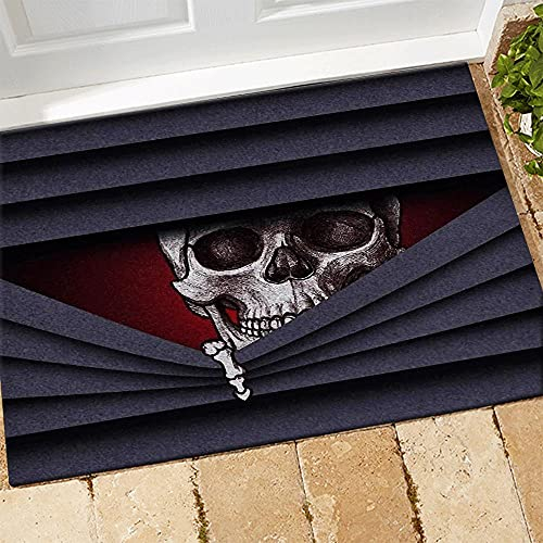 TIANTURNM Fussmatte Aussen Haustür Fußabtreter Totenkopf Fußmatte Totenkopf Sag Hallo zum Teufel Willkommensmatte Dekor deko Wohnzimmer 20x32