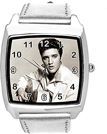 Quadratische Armbanduhr für Rock-and-Roll-Fans E3, Silber
