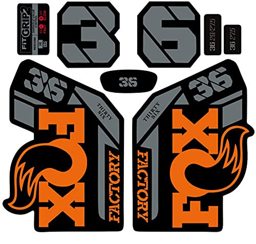 BINGYUAN Fahrradgabel Aufkleber F-O-X 36 Vordere Gabel Aufkleber Mountainbike Vordere Gabel Aufkleber Rennrad Fahrrad Vordere Gabel Aufkleber (Color : Orange Gray)