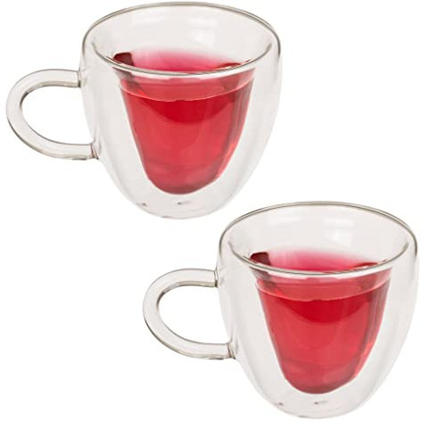 MIJOMA Lot de 2 verres isothermes à double paroi en forme de cœur - Verres à thé en verre borosilicate - Cœur flottant - Verres isolés pour latte macchiato, cappuccino, thé et café (environ 9 x 8,3 cm