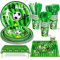 Nkaiso 141pcs Football Réutilisable Vaisselle, Football Decoration fête Anniversaire Kit,Papier Assiette Papier Tasse Serviette pour Enfant Garçons Football Articles Fête Party Fournitures 20 invités