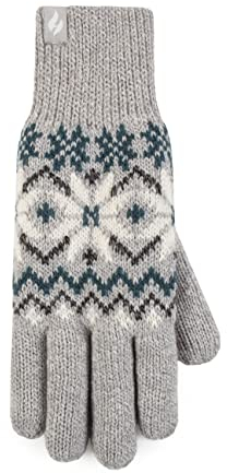 HEAT HOLDERS SOCKSHOP Damen Avens Gemustert Handschuhe Packung 1 Hellgrau M/L