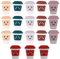 Decoendiy 18Pcs Mixed Color Cartoon Coffee Cup Beads, Smiley Face Print, Round, Silicone, DIY Crafts Supplies