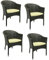 Konway 4X Lugano Stapelsessel Schwarz Kissen Polyrattan Garten Sessel Stühle Set Gartenstühle Gartenmöbel Terrasse Sitzgruppe Outdoor Lounge Möbel