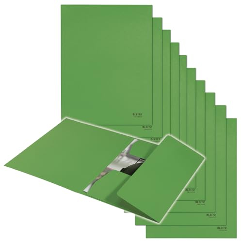 Leitz Recycle Jurismappe A4, 10er Pack, Für 250 Blatt, Kunststoff-Ordner in Premium-Qualität mit Gummibändern, 100 % recycelbar, Umweltfreundlich, Recycle Serie, Grün, 39060055