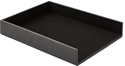 Eglooh - Minerva - Ablagefächer für Schreibtisch und Büro Leder Anthrazit Grau - Bürobedarf Briefablage Papierablage Ablagekorb für DIN A4 - cm 32 x 24,2 x H.5 - Made in Italy