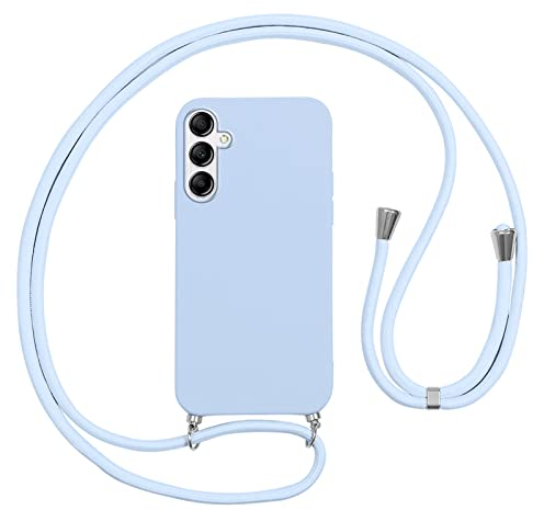Vauki handyband für Samsung Galaxy A14 5G Hülle 6.6, HandyHülle mit Band Stoßfest Silikon Schutzhülle mit Kordel Abnehmbar zum Umhängen, Dünn Lanyard Weich Case für Samsung A14 5G, Lila