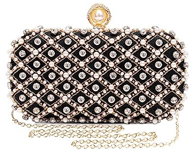 Mulian LilY M106 Glitter Clutch Purse For Women Sparkly evening bags Prom Party Handbag Rose Gold, Black, M