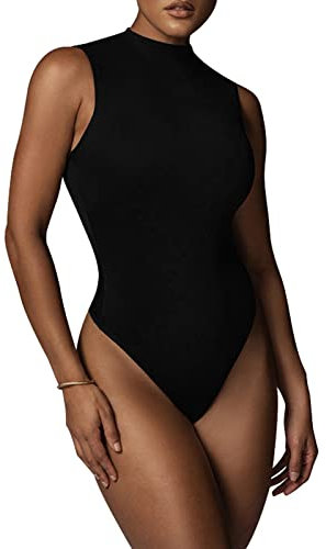RoomTour Body Donna Elegante Senza maniche Body Contenitivo Modellante Tops Leotard 3-Nero L