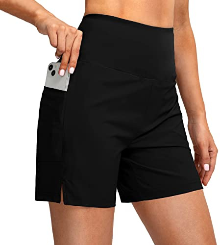 RPAEOY Shorts de Baño Mujer Bañador Shorts de Natación Boyleg Secado Rápido Playa Surf Essential Bikini Short Deportes Acuáticos Pantalones Cortos (Negro,L)