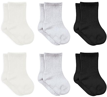 6 paia di calzini per neonati da 0-6 mesi a 3 anni, in cotone, senza cuciture, per bambini e bambine, natur, 0-3 Monate