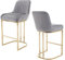 chairus Lot de 2 Tabourets de Bar en Velours Tabourets de Cuisine Imbottita Chaise Haute avec Pieds en Métal (Gris-2)