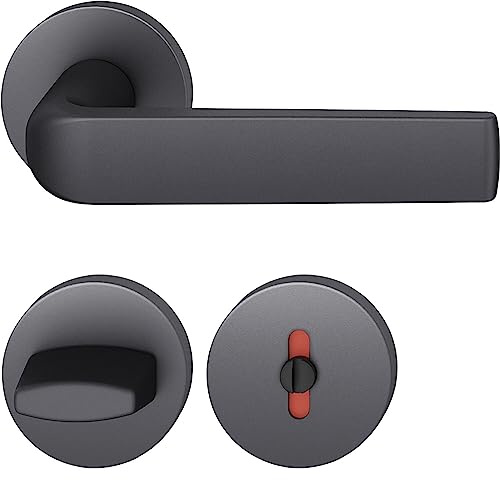 FSB Drückergarnitur 12 1267 ASL auf Rosette WC DIN, Aluminium schwarz matt