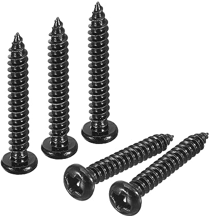 sourcing map Lot de 100 vis autotaraudeuses à tête cylindrique cruciforme cruciforme 3 mm x 20 mm - En acier inoxydable 304 - Vis à bois à tête ronde - Filetage complet (noir)