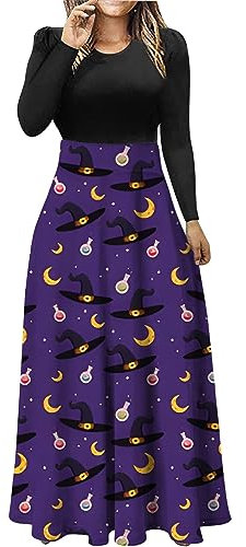 Renaissance-Kleid, mittelalterlich, Damen, Vintage, Kürbis, bedruckt, Langarm, Kostüme, Erwachsene, Cosplays Audrey Hepburn, personalisierbar, Abendkleid, Retro, Regular Pin-Up, violett, XXL
