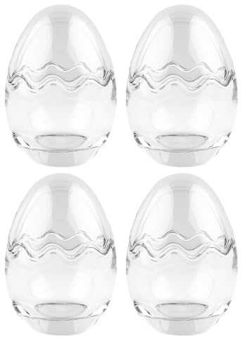 Ideen mit Herz Huevo de cristal, 2 piezas, tapa extraíble, rellenable, transparente (11,6 cm de alto, 8,2 cm de diámetro, 4 huevos)