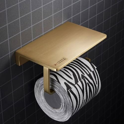 Porte-Serviettes Mural en Laiton doré brossé, Porte-Papier Toilette Rond, Crochets pour Serviettes, Kit d'accessoires de Salle de Bains, J