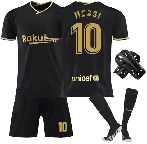 Pardofelis Trikot für Kinder Set, Fussball Trikot Kinder, Outdoor Football Jersey Trikots, Fußball T-Shirt Shorts Socken und Schienbeinschoner für Junge (Schwarz, 130-140)
