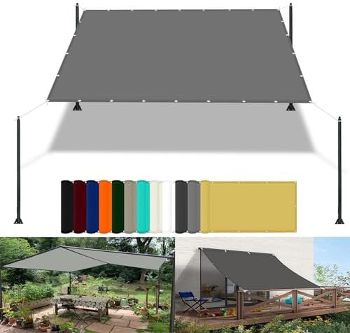 Pergola Canopy 0.9 x 3.6 m(3 x 11.8ft) Waterproof Rectangle Canopy with Free Rope UV Block Weather-Resistant with Grommets Pes Sun Shades Outdoor Garden Patio Party, Light Grey