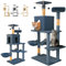 JUPPLIES Rascador para Gatos 143cm - Arbol Rascador para Gatos Estable de Varios Niveles - Arbol para Gatos de Actividades con 5 Plataformas, 3 nidos y 1 Casa para Gatos - Torre Gatos (Gris Oscuro)