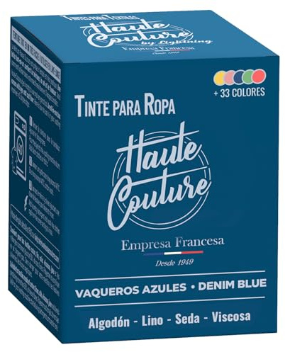 Haute Couture - Textilfarbe All-in-One - JeansBlau - 350g | Einsatzbereit - Waschmaschinenfärbung - Baumwolle, Leinen, Seide & Viskose - Über 33 Farben - Intensiv & Langanhaltend