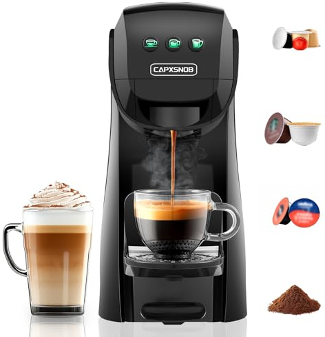 Warriors1 4-in-1 Kaffeepadmaschinen für Nespresso Original, Dolce Gusto, Lavazza A Modo Mio und gemahlenen Kaffee, 20 bars, 0,8 L, Automatische Kleine Kapsel-Kaffeemaschine für Zuhause und Büro