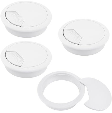 Desenda 4 PCS Desk Cable Wire Grommet Table Cable Grommet Desk Cable Hole Cover Plastic Desk Grommet for Organize Office and Home Table Cable (White)