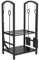 XMTECH Kaminholzregal mit Werkzeug-Set, Metall Brennholzregal für Innen & Außen, inkl. Schaufel, Besen, Zange & Haken – für Holzlager neben dem Kamin H-förm Schwarz, 40 cm x 38 cm x 76 cm