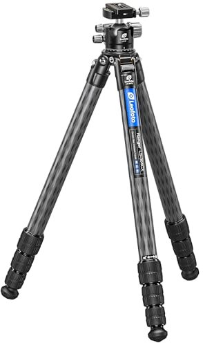Leofoto Professional Camera Tripod, 61.7 Compact Carbon Fiber Tripod for DSLR Video Camcorder, 4 Leg Sections, 360° Ball Head, Max Load 25KG/55Lb (LS-364CX+LH-40)