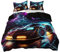 ZZTBQ Blitz Donner und Blitz Rennwagen Bettwäsche 155x220 3teilig Rennauto Und Wolf Kinderbettwäsche 1 Bettbezug 155x220 cm + 2 Kissenbezüge 80X80 cm, Sportwagen Auto Bettwäsche-Sets Polyester