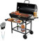TEENO - Carro para barbacoa de madera, parrilla XXL de carbón con tapa, termómetro, cajón de ceniza, guantes antiquemaduras, ventilación ajustable, gran barbacoa de carbón de madera