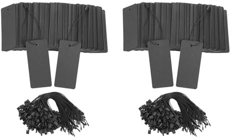 Remingtape 800 Set Schwarze Preisschilder mit Schnur, GeschenkanhäNger mit Sicherheitsnadeln, Individuelle KleidungsanhäNger, Schwarze HäNgeetiketten Aus Kraftpapier